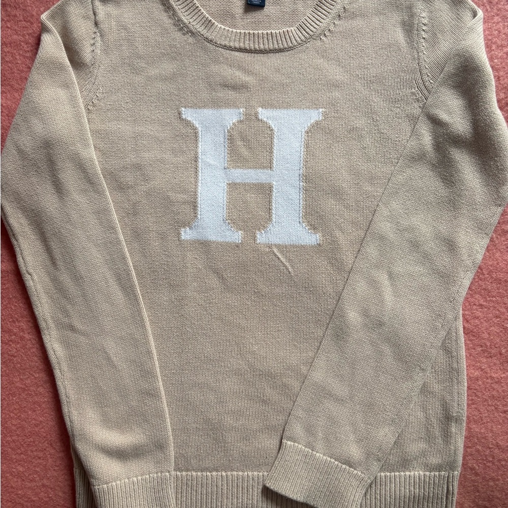 Tommy Hilfiger Cream Knit Sweater with Small Logo Tab
